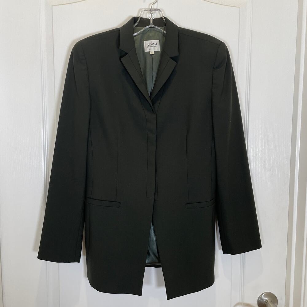 Armani Collezioni Forest Green Blazer Jacket Wool Sleek Minimalist Career‎ 8 44